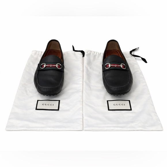 Gucci Horsebit Driver Loafers Black Leather Men’s 10G (US 11.5) Box & Tote - Picture 6 of 10
